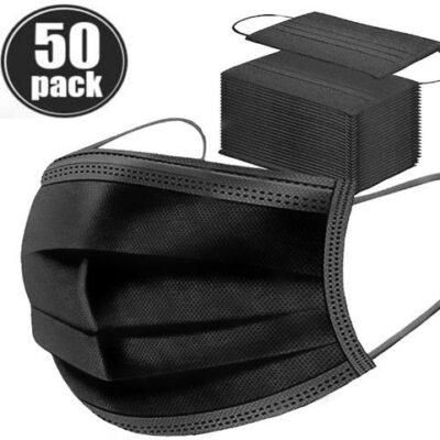 Casey 3 Ply Disposable Face Mask with Earloop 50 Per Pack - black