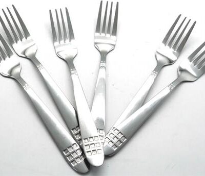 Casey Catering 6 Piece Stainless Steel Dinner Dessert Forks Square Design