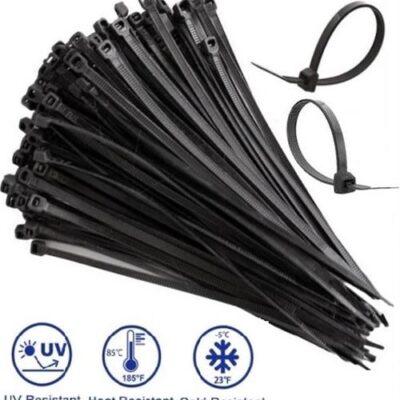 Noble 4.8 x 200mm Pack of 100 Black Nylon Cable Ties