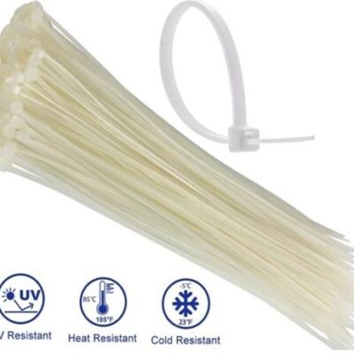 Noble 4.8 x 200mm Pack of 100 White Nylon Cable Ties