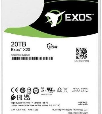Seagate Exos X20 3.5 Inch 20TB SATA Hard Drive Disk